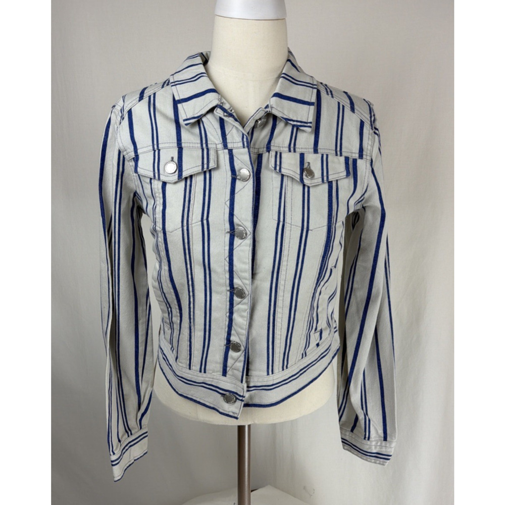 NWT Velvet Heart "Gloria" Blue Striped Short Demin Jacket Size SMALL #0707